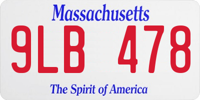 MA license plate 9LB478