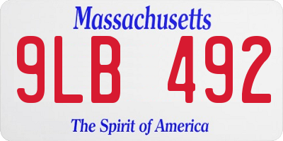 MA license plate 9LB492