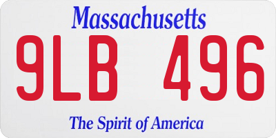 MA license plate 9LB496