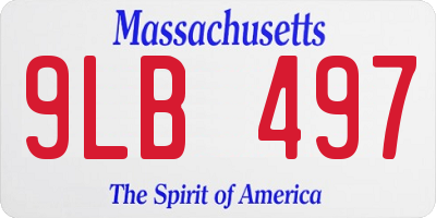 MA license plate 9LB497