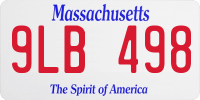 MA license plate 9LB498