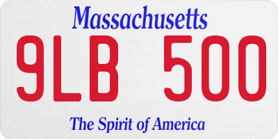 MA license plate 9LB500