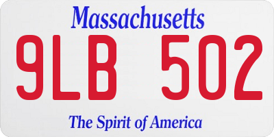 MA license plate 9LB502