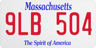 MA license plate 9LB504