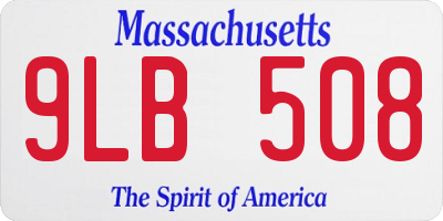 MA license plate 9LB508