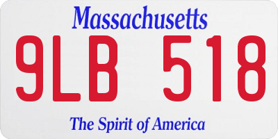 MA license plate 9LB518
