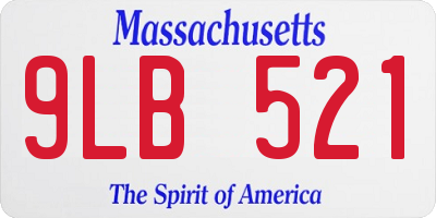 MA license plate 9LB521