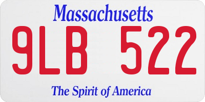 MA license plate 9LB522