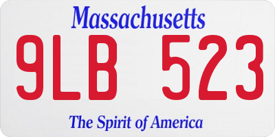 MA license plate 9LB523
