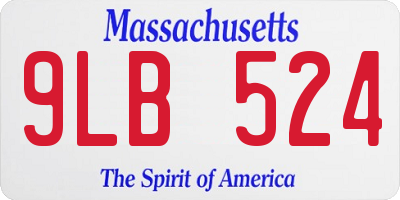 MA license plate 9LB524