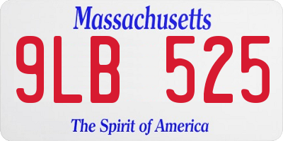 MA license plate 9LB525