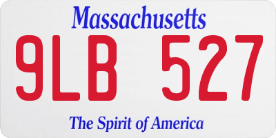 MA license plate 9LB527