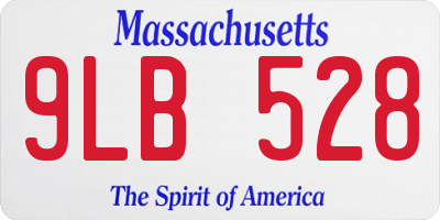 MA license plate 9LB528