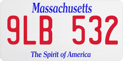 MA license plate 9LB532