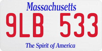 MA license plate 9LB533