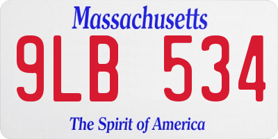 MA license plate 9LB534