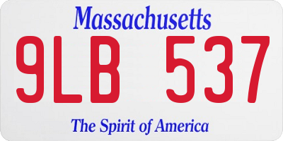 MA license plate 9LB537