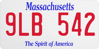 MA license plate 9LB542