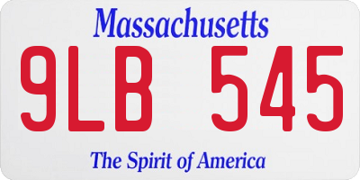 MA license plate 9LB545