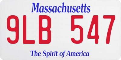 MA license plate 9LB547