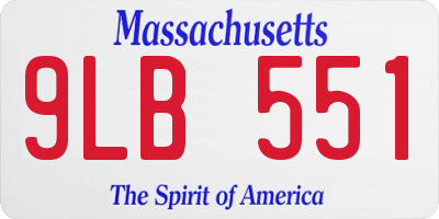 MA license plate 9LB551
