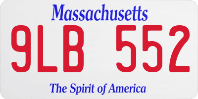 MA license plate 9LB552