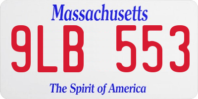 MA license plate 9LB553