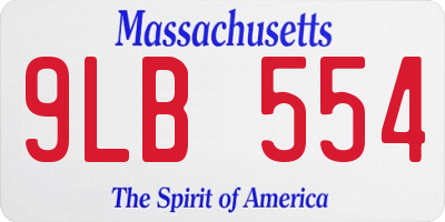 MA license plate 9LB554