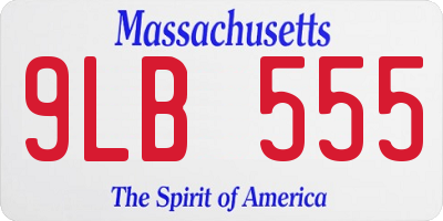 MA license plate 9LB555