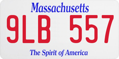 MA license plate 9LB557