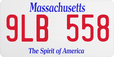 MA license plate 9LB558