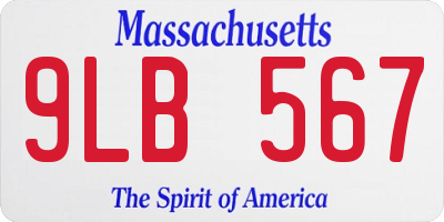 MA license plate 9LB567