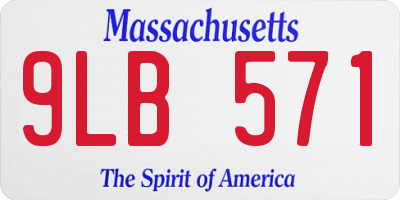 MA license plate 9LB571