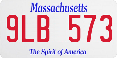 MA license plate 9LB573