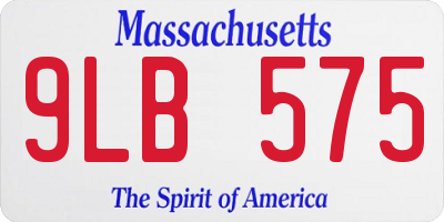 MA license plate 9LB575
