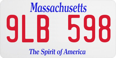 MA license plate 9LB598