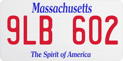 MA license plate 9LB602