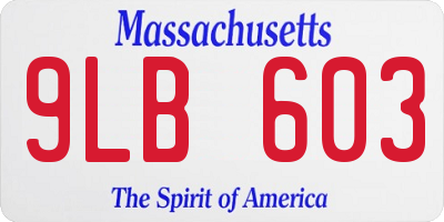 MA license plate 9LB603