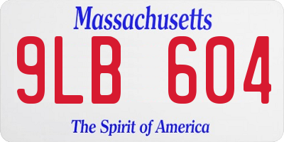 MA license plate 9LB604