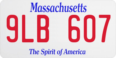 MA license plate 9LB607