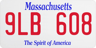 MA license plate 9LB608