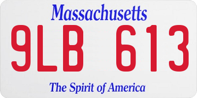 MA license plate 9LB613