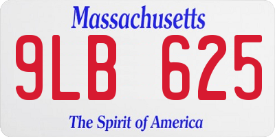MA license plate 9LB625