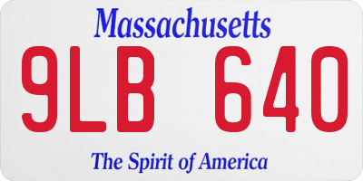 MA license plate 9LB640