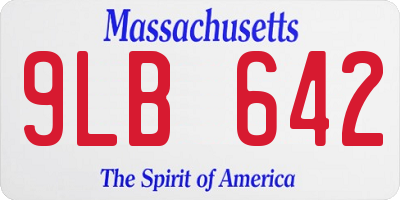 MA license plate 9LB642