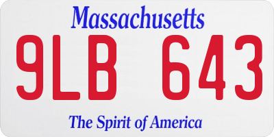 MA license plate 9LB643