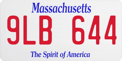 MA license plate 9LB644