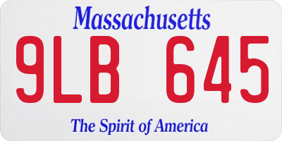 MA license plate 9LB645