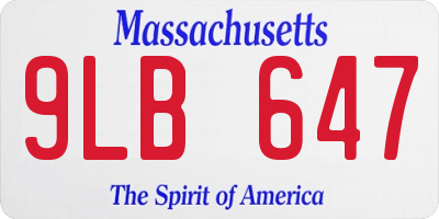MA license plate 9LB647