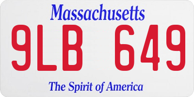 MA license plate 9LB649